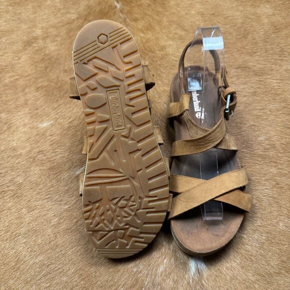 Timberland Leather Strappy Sandals – Women’s Size 9 – Brown Nubuck Cork Footbed - Picture 6 of 8